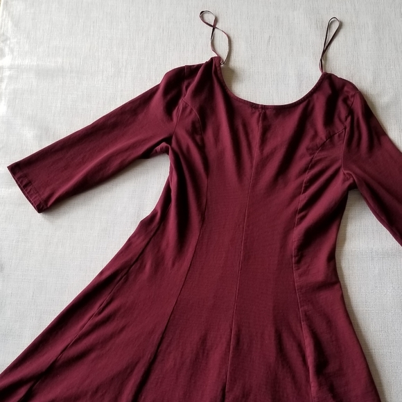 Joe Boxer Burgundy 3/4 Sleeve Skater Dress - Picture 9 of 10